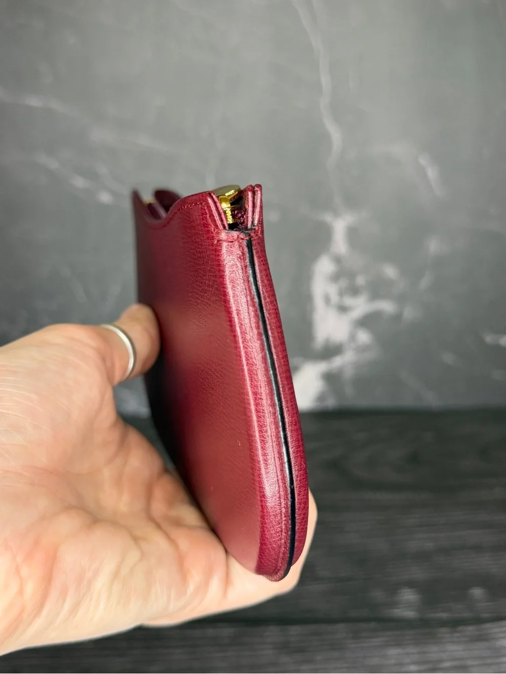 Cartier Bordeaux Leather Zip Pouch Must de Cartier Cosmetic Case Full Inclusion